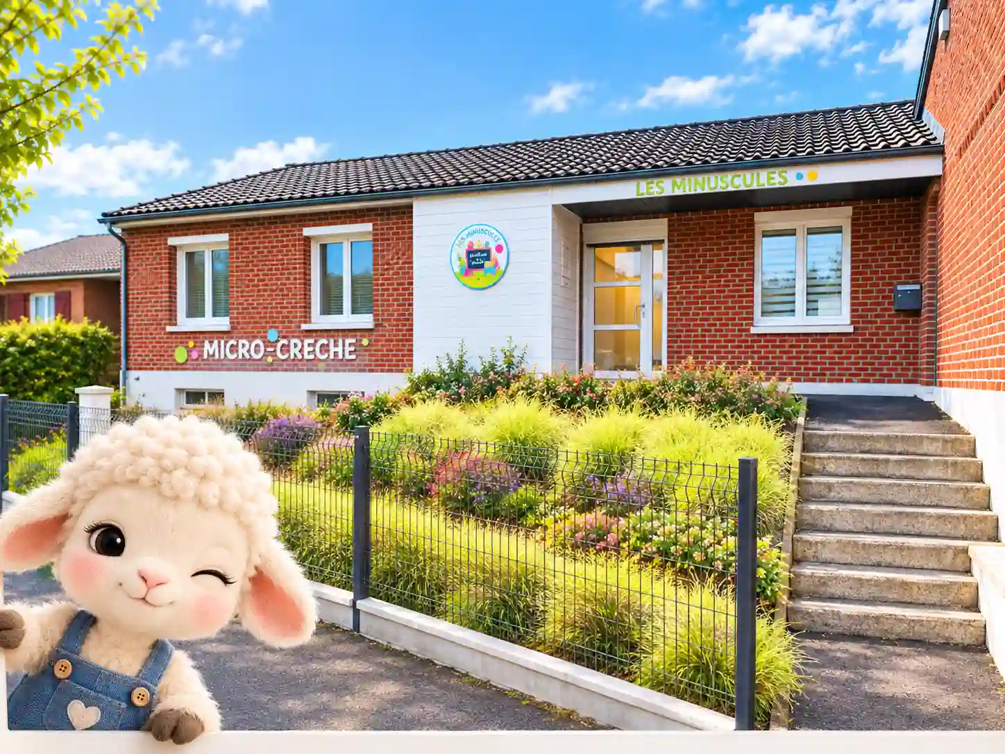 Micro-crèche Les Mijuscules à Aulnoy-lez-Valenciennes - vue extérieure de la crèche avec jardin