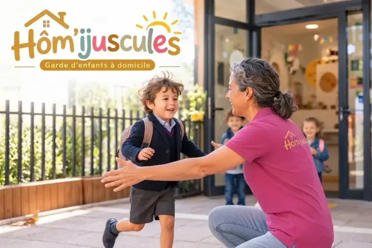 Accueil d'un enfant à la micro-crèche Hom'ijuscules - professionnelle accueillant un enfant avec bienveillance, garde à domicile horaires décalés à Valenciennes