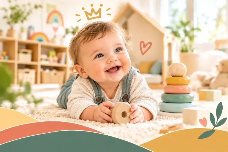 Bébé épanoui qui joue dans les micro-crèches Les Mijuscules à Aulnoy-lez-Valenciennes, Thiant et Rouvignies